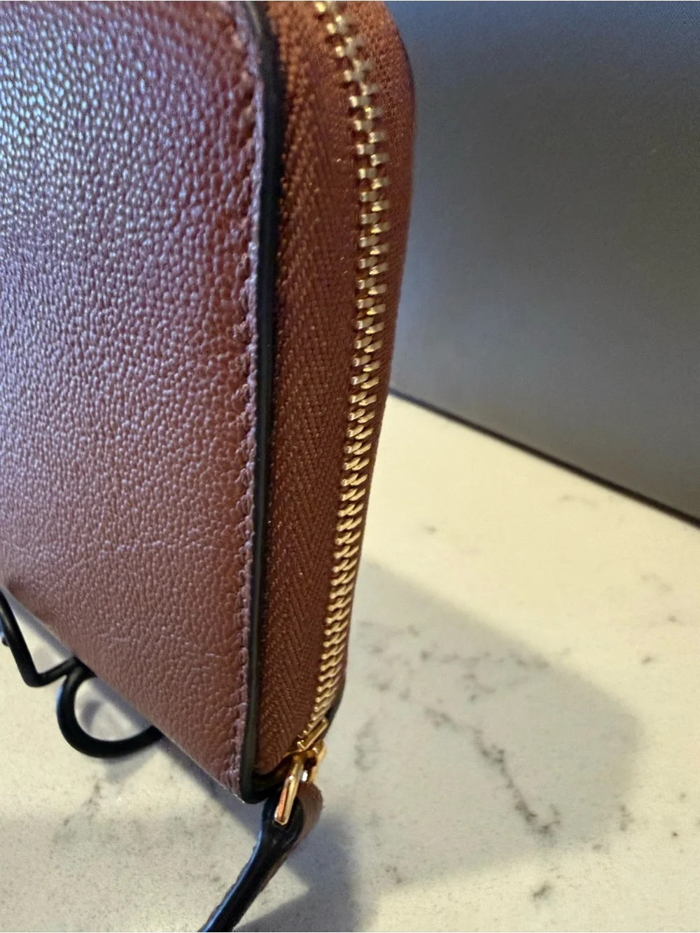 Burberry Brown Embossed Zip-Around Card Holder